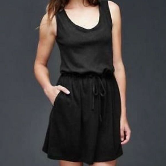 Gap Sleeveless Tie black Cotton Dress new - Picture 1 of 12